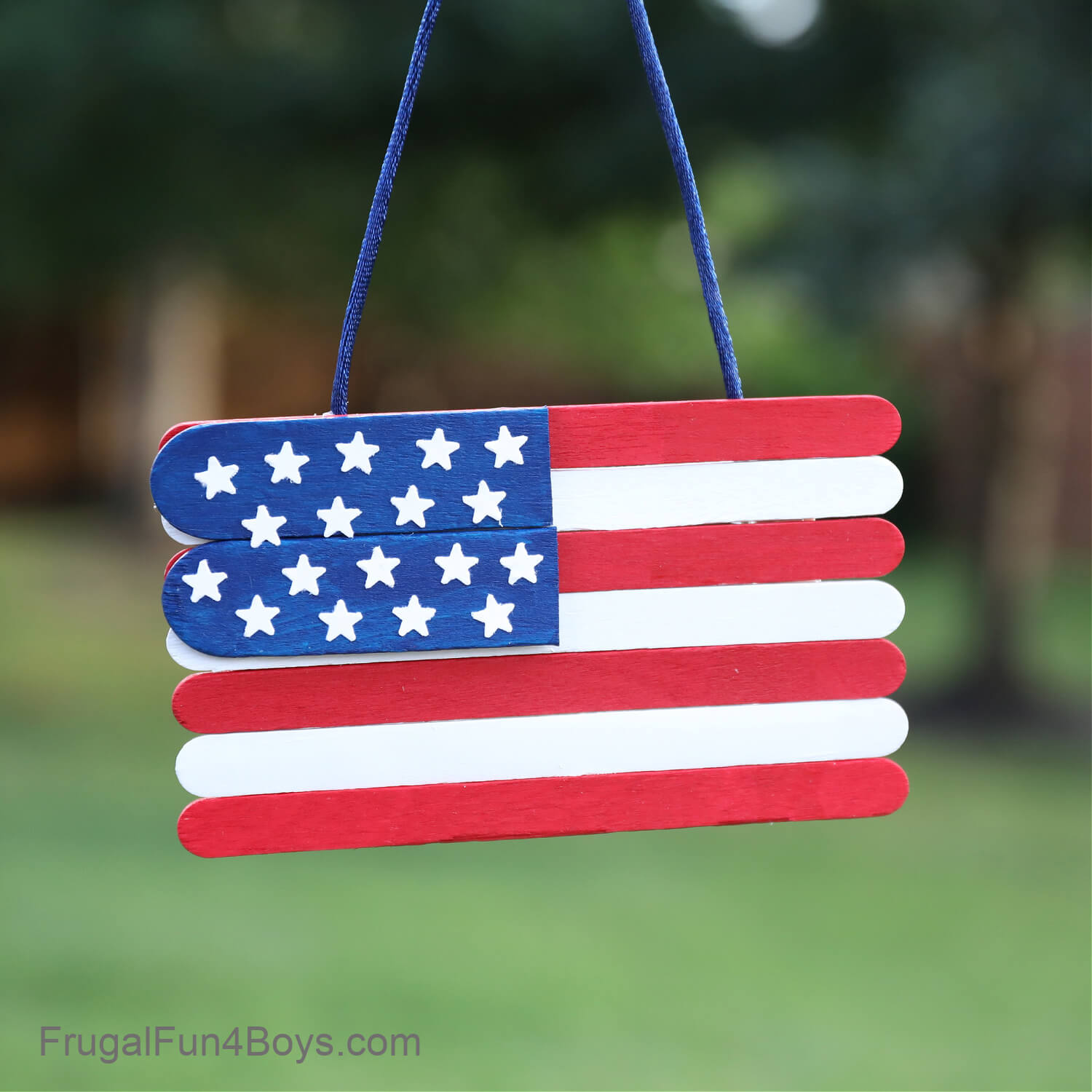 American Flag Craft Made With Popsicle Sticks, Ribbon, Paint & Paper - Making a Flag with Popsicle Sticks: A DIY Project
