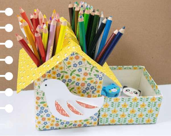 Awesome Bird House Themed Milk Carton Pencil Holder Craft