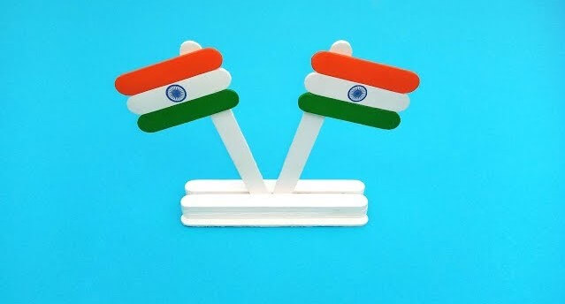 Beautiful Indian Flag Craft With Popsicle Sticks For Independence Day - How to Make Simple Flag Projects with Popsicle Sticks