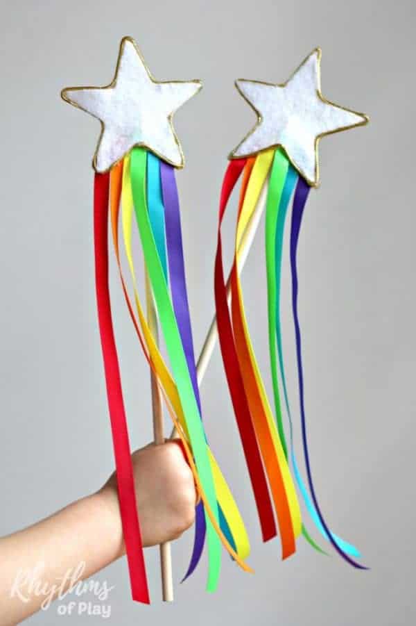 Beautiful Rainbow Ribbon Wand For Kids DIY Star Wand Ideas