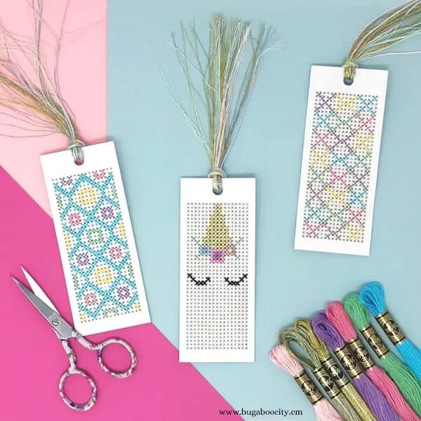 Beautiful Unicorn Cross Stitch Bookmark Craft Idea DIY Needlepoints Bookmark Ideas