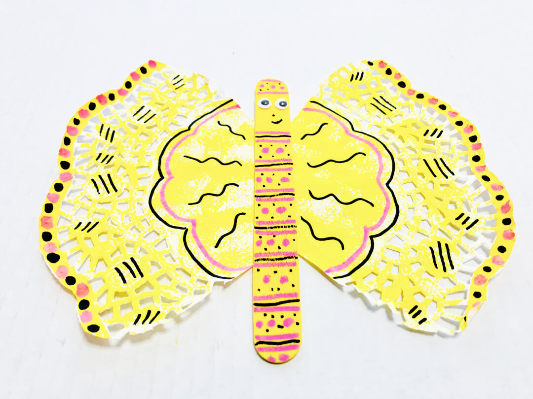 Butterfly Popsicle Stick Decoration Craft Made With Popsicle Sticks & A Doily