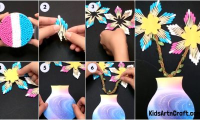 Colorful Cotton Swab Flower Craft For Home Decor