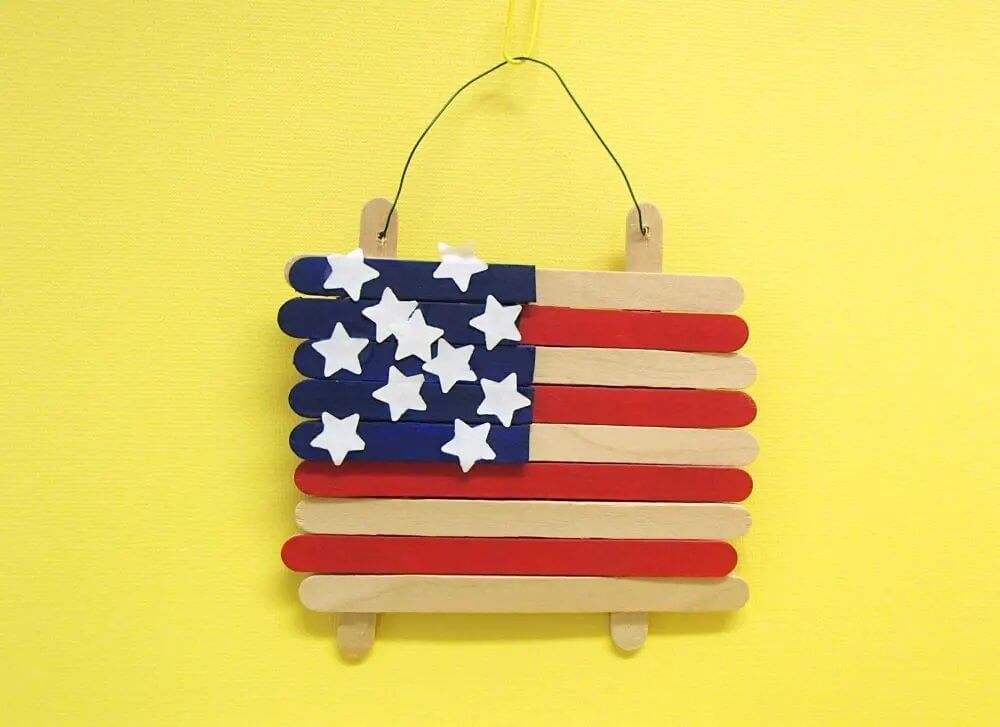 Cute Little American Flag Made With Popsicle Stick & Paper - Learning How to Make Flags with Popsicle Sticks