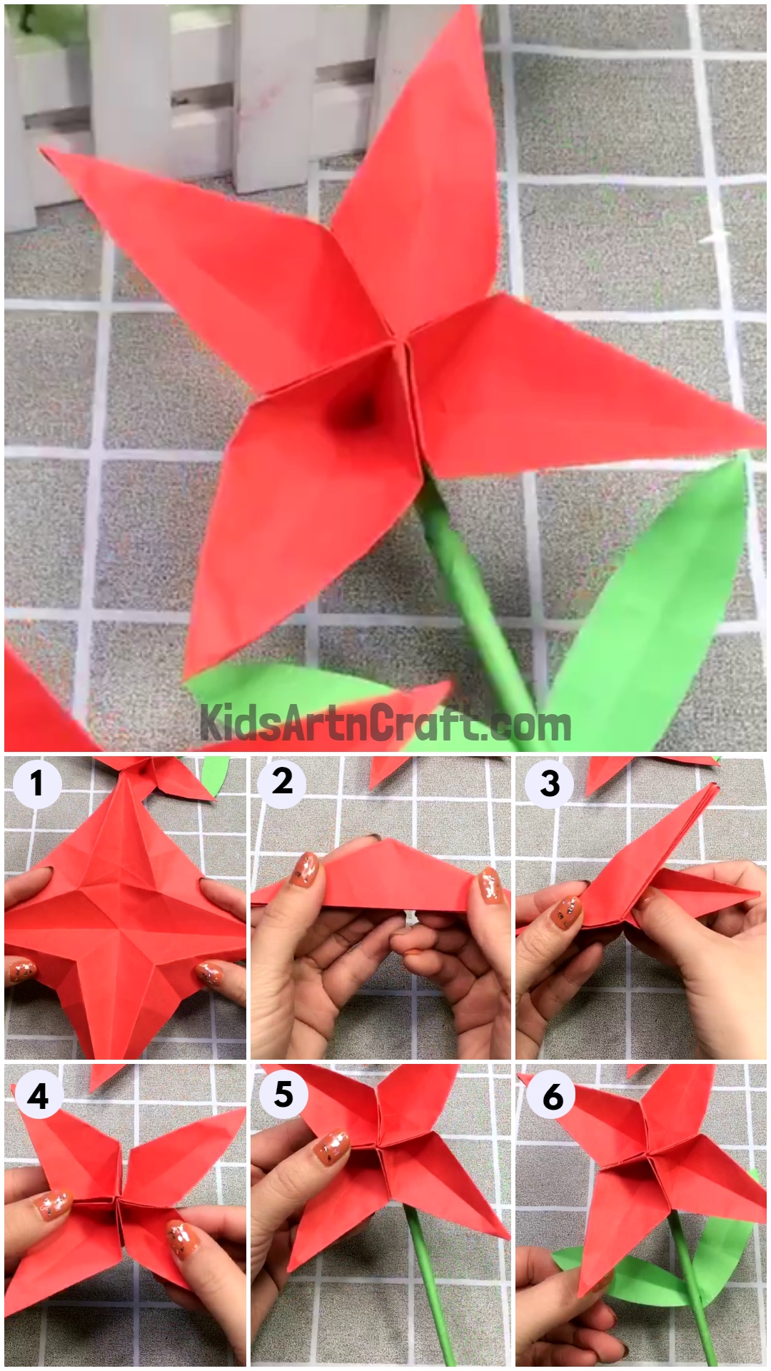 Cute Origami Star Flower For Kids - Step-By-Step Tutorial