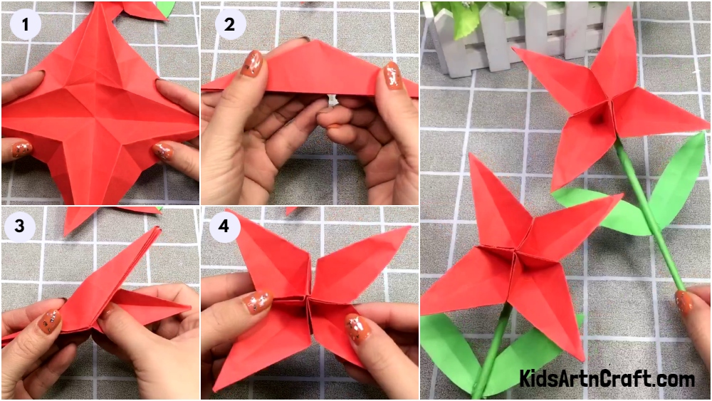 Cute Origami Star Flower For Kids - Step By Step Tutorial