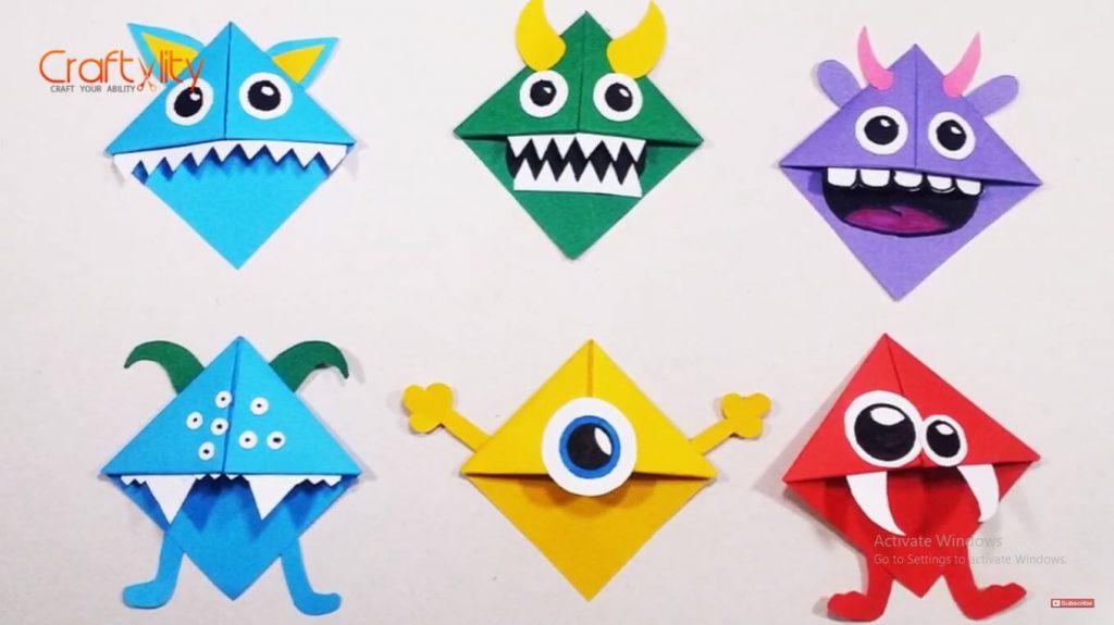 Cute Paper Monster Corner Bookmarks For Kids DIY Monster Bookmarks for Kids
