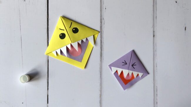 DIY Monster Bookmarks Using Origami Paper