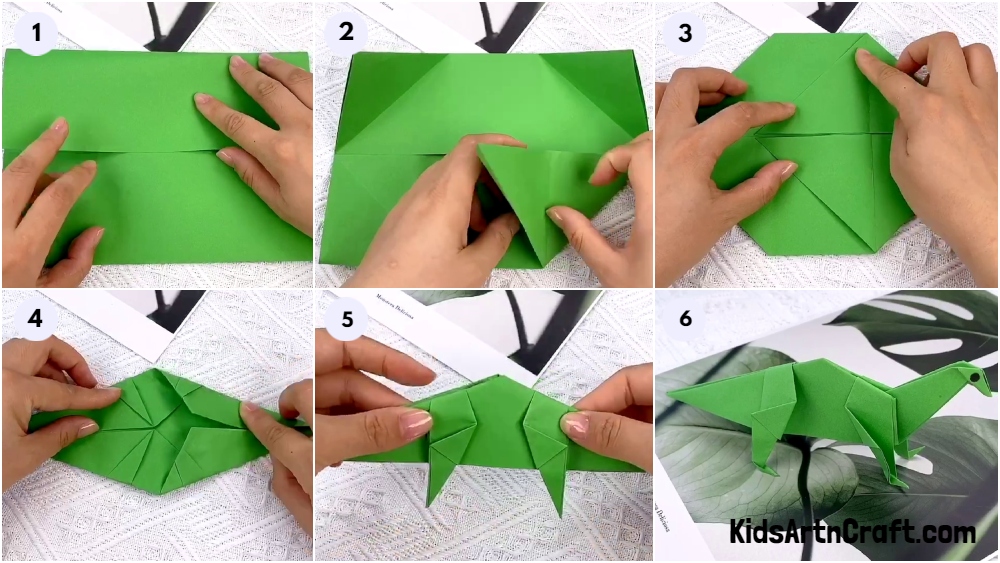 DIY Origami Dinosaur Craft For Kids