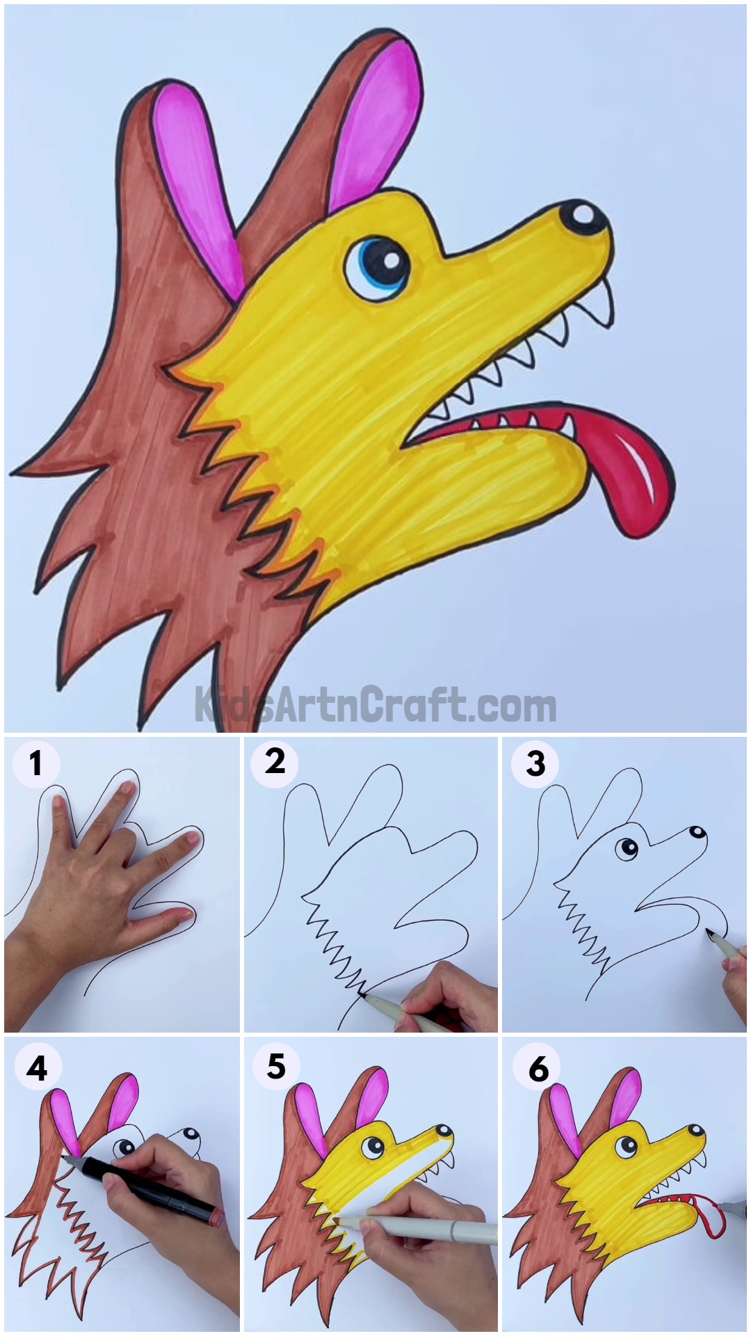 Easy & Simple Handprint Dog Painting For Kids