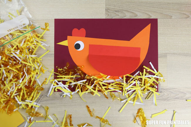 Easy to Make Geometric Chicken Craft Using Paper Cutting Shapes