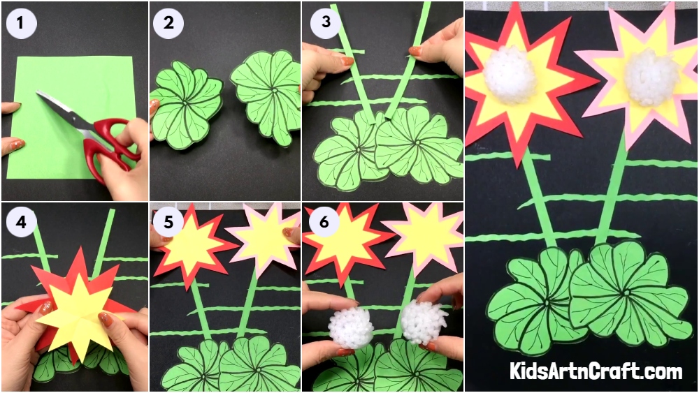 Flower Paper Craft with Net Foam Balls - Step by Step Instructions