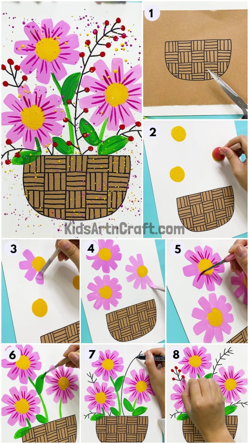 Fun to Make Beautiful Flower Painting Art With Flower Pot Kids Art
