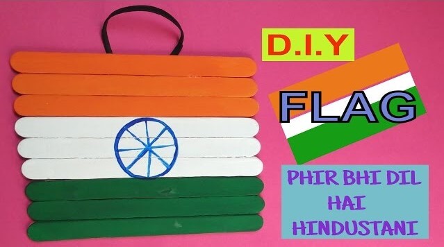Handmade Popsicle Sticks Flag Craft Idea For Republic Day - An uncomplicated tutorial to creating a flag with Popsicle sticks.