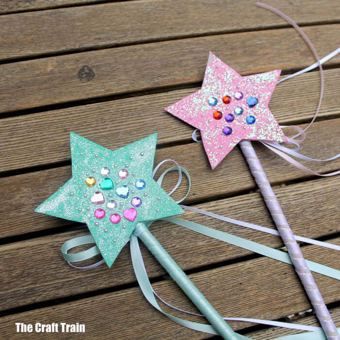 How to Make Sparkly Fairy Wand Out Of Paper And Glitter DIY Star Wand Ideas