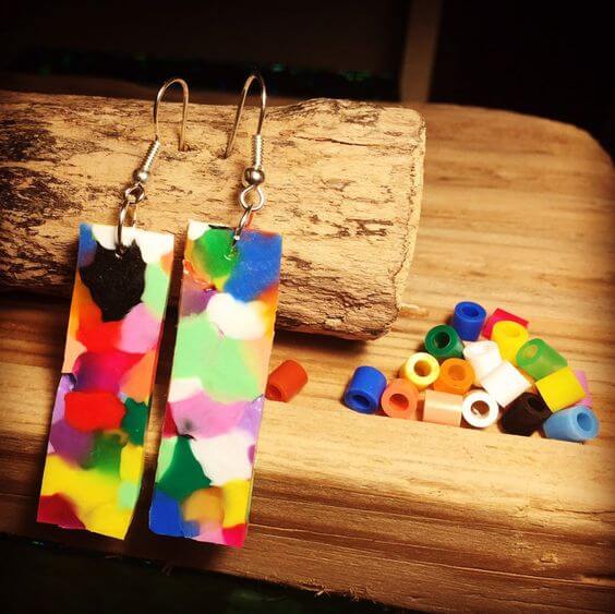 Melted Plastic Beads Earrings Craft Idea For Adults