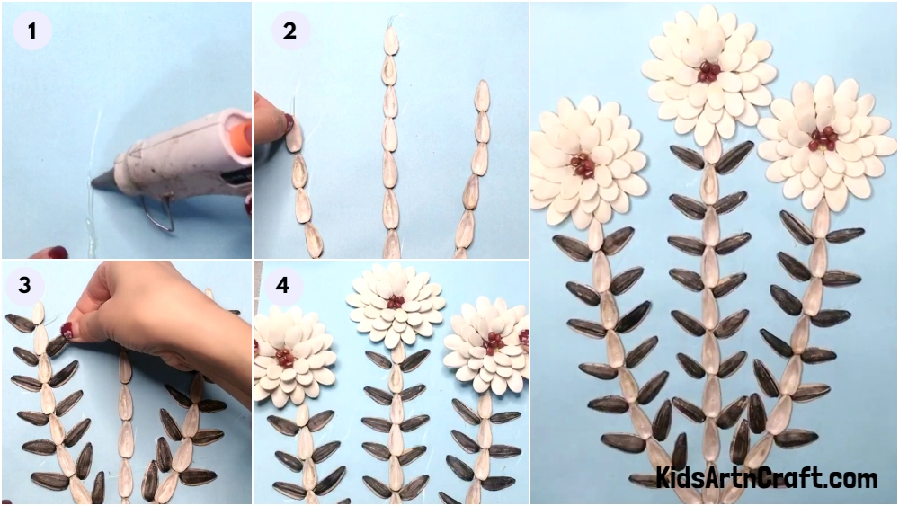 Paper Flower Craft Using Seeds - Step by Step Instructions