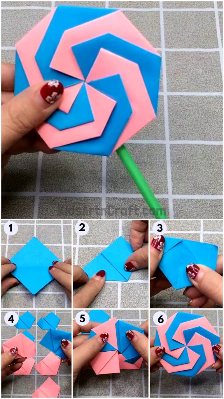 Paper Lollipop Craft - Learn to Make Origami Paper Candy with Step By ...