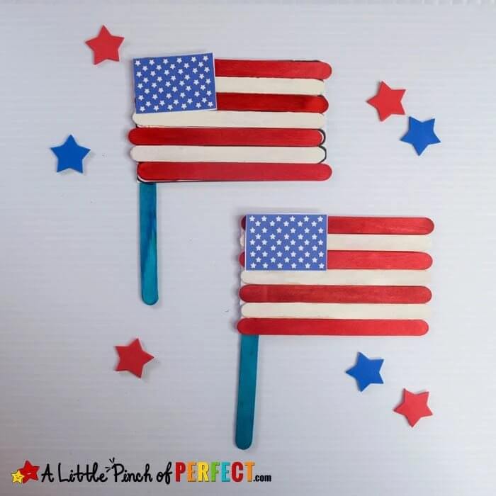 Popsicle Sticks American Flag Craft Template With Free Printables - Constructing a Flag Using Popsicle Sticks: A Tutorial