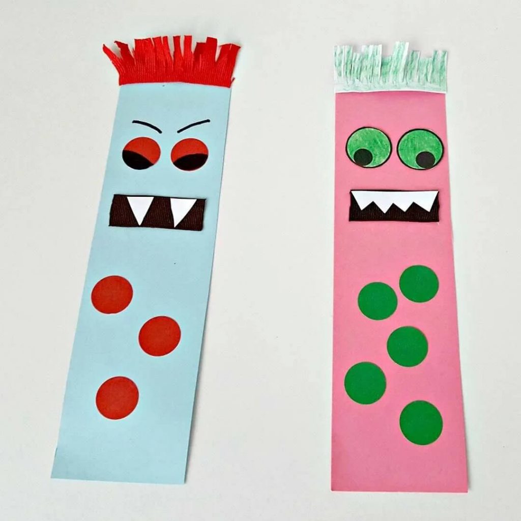 Scary Monster Bookmark Craft For Toddlers DIY Monster Bookmarks for Kids