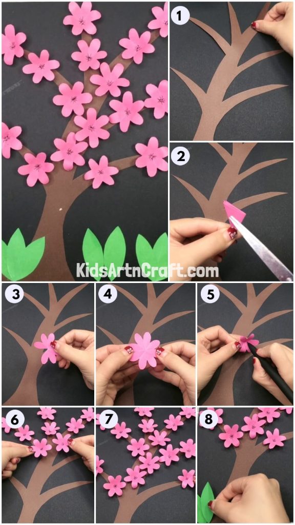 Simple Way To Make Paper Flower Tree Craft
