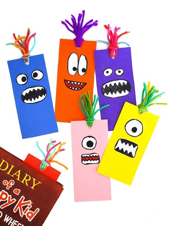 Step By Step Monster Bookmarks Craft For Kids DIY Monster Bookmarks for Kids
