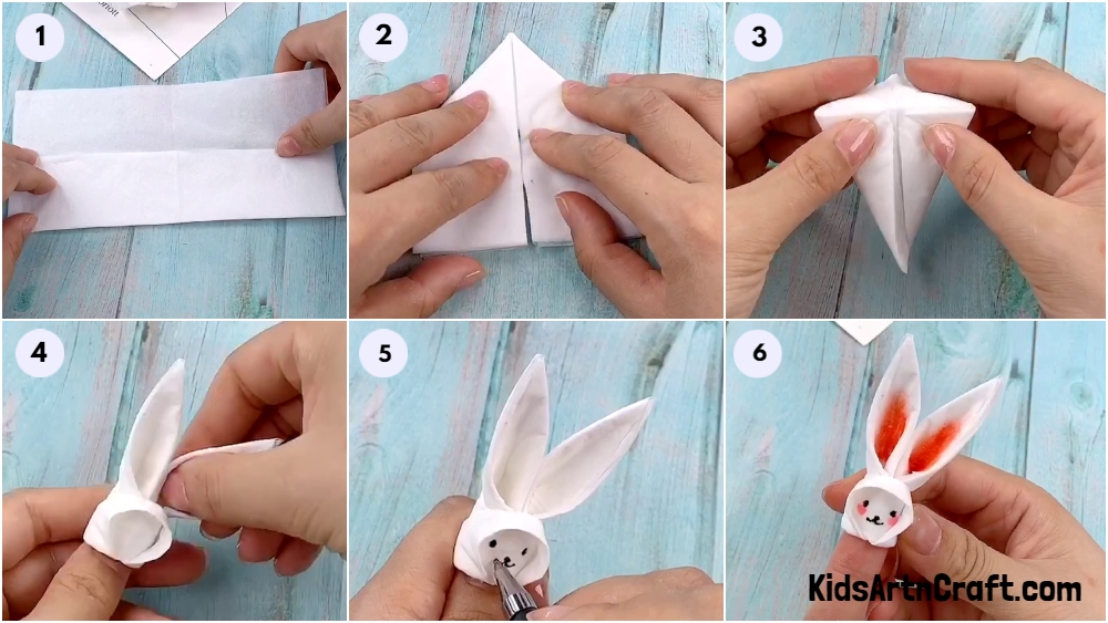 Tissue Paper Bunny Finger Puppet Craft For Kids