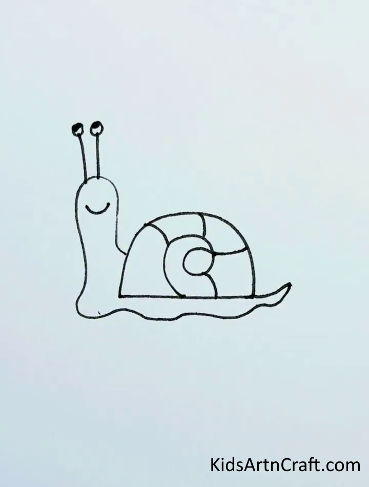 Cute Snail Drawing - A step-by-step guide to animal drawing for toddlers 