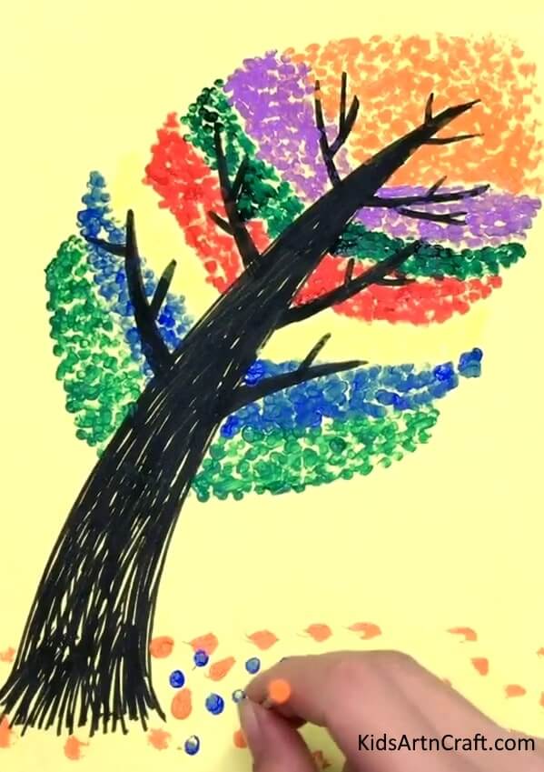 Creating Trees with Cotton Swabs - An Activity for Kids - Cotton Swab Tree Painting
