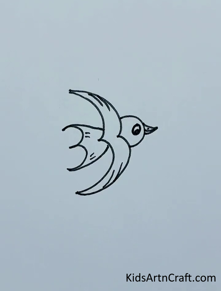 Flying Bird Drawing For Kids - Creating drawings of animals that are straightforward and easy for toddlers.