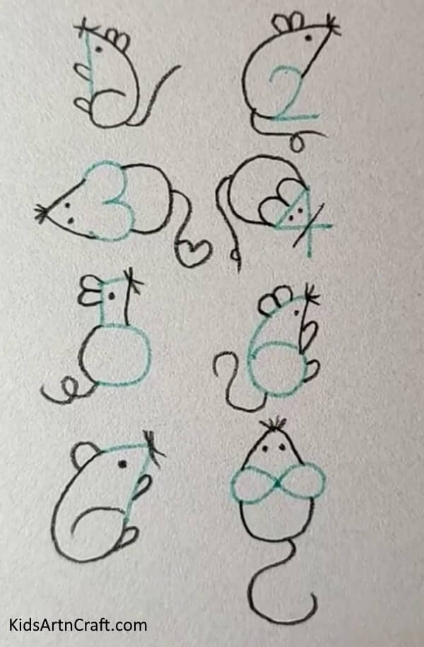 Simple Number Rat Pencil Drawing Ideas For Kids