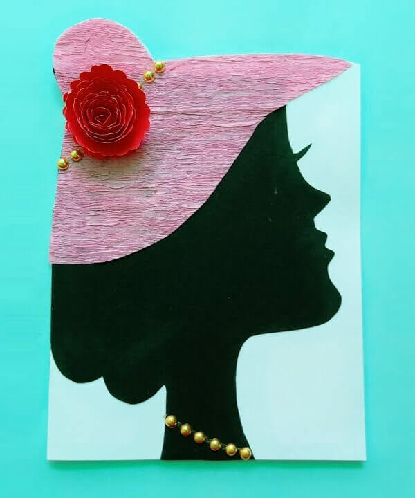 Creative Women's Day Card Using Crepe Paper, Golden Beads & Coffee Filters - Women's Day Crafting and Design