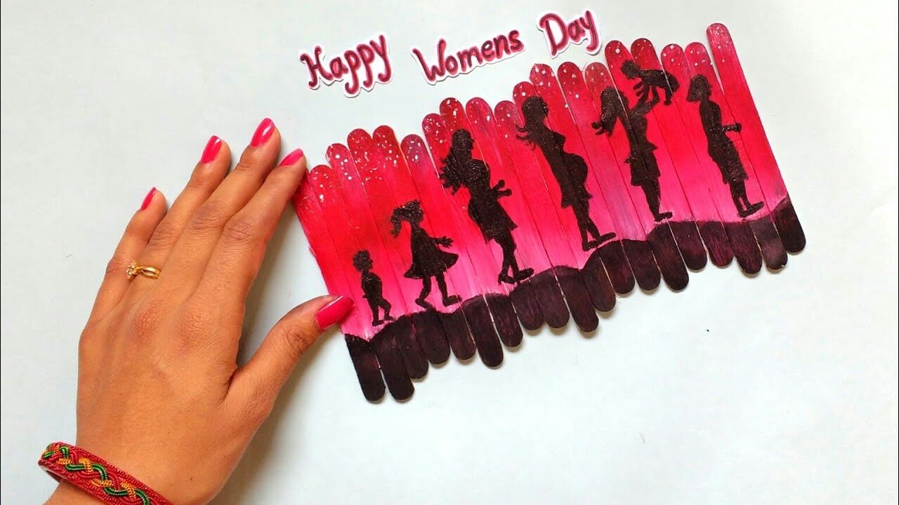 DIY Women's Day Gift Idea Made With Popsicle Sticks - Creative Ideas For Women's Day