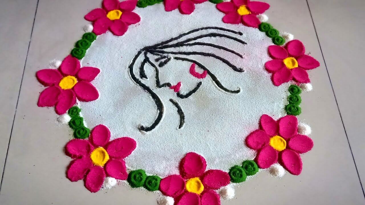 Easy & Simple Rangoli Design Art Idea For Women's Day Celebration - Crafting and Decorating Ideas for Women's Day