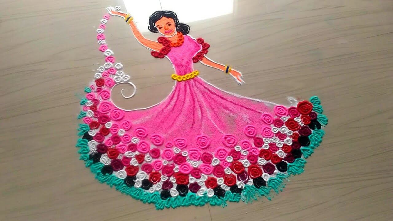 Unique & Creative Women's Day Rangoli Design Art With Colorful Colors - Suggestions for Women's Day Crafts and Decoration