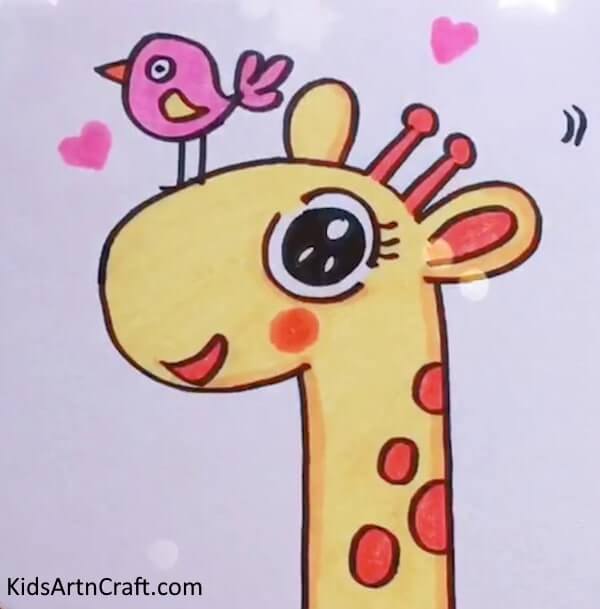 Beautiful Way To Draw Giraffes & Bird For Kids