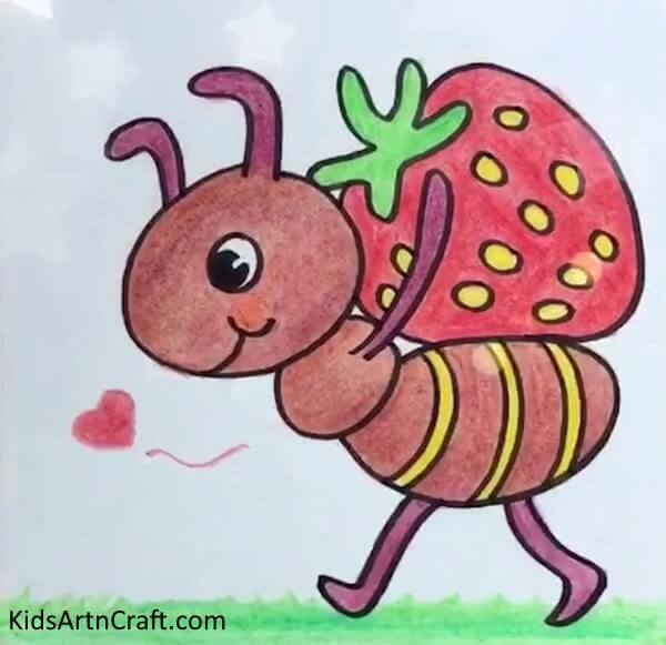 Easy To Draw Ant & Strawberry Drawing For Kids