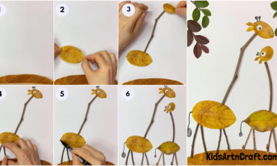 How To Make Giraffe Art And Craft With Fallen Leaves