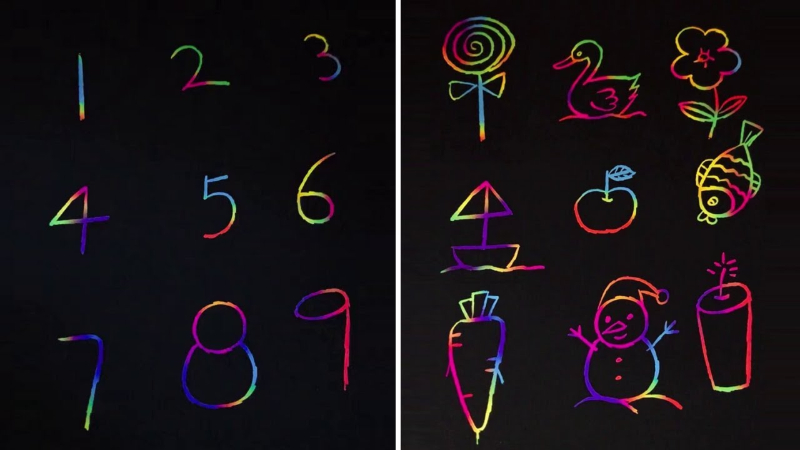 Simple Animal Drawing from Numbers Video Tutorials for Kids
