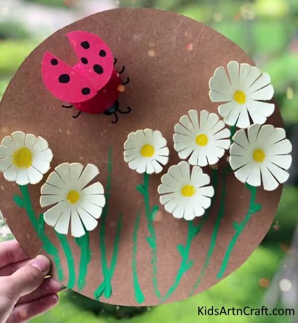 Elementary Handicrafts for Academic Tasks - 3D Paper Flower And Beetle Craft Idea
