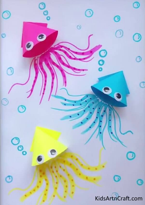 Engaging and Uncomplicated Crafts for Little Ones to Attempt at Home - 3D Paper Squids Craft Kids Can Make At Home
