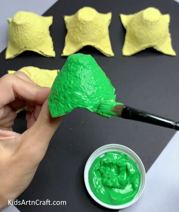 Painting The Carton - Learn How to Make a Christmas Tree Out of an Egg Carton for Kids