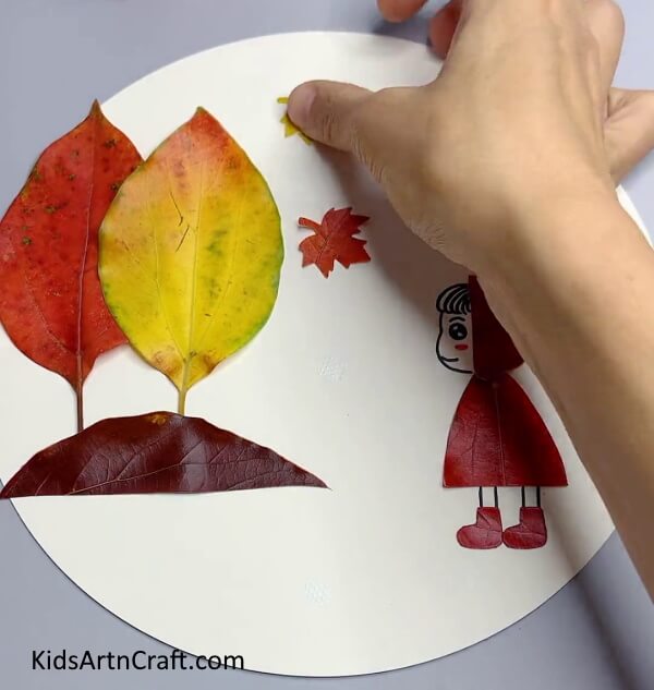 Adding Maple Leaves-Creative Autumn Leaf Art Made Easily with Kids 