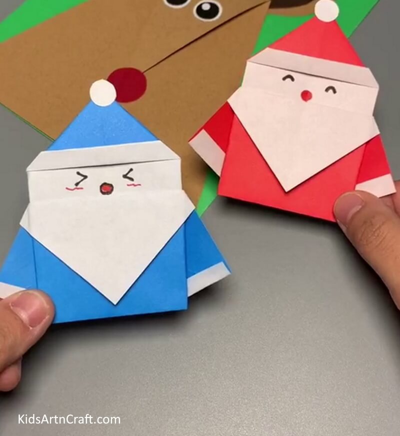 Make More Santas With Different Sheets- Constructing a Santa Claus out of paper for Christmas with the little ones 