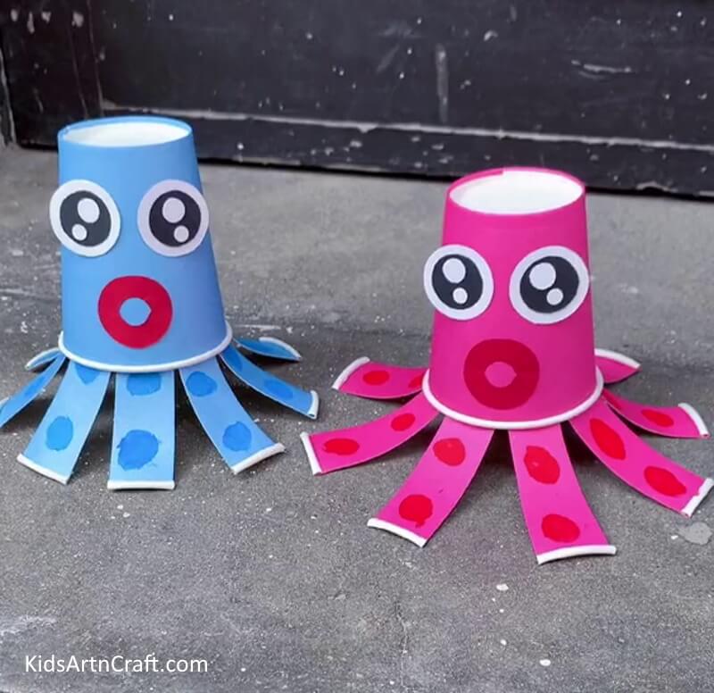 handmade paper cup octopus craft