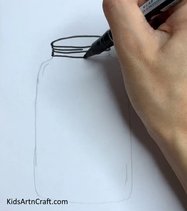 Drawing Jar On Paper - Constructing a Firefly with Strings of Lights 