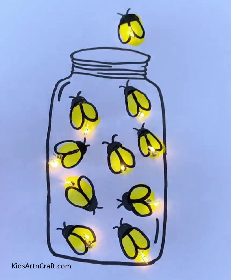 Lighten Up The Lights To Complete The Craft - Forming a Firefly Out of String Lights