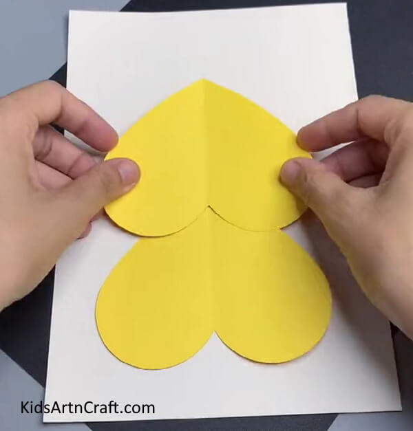 Pasting Another Yellow Heart - Create a Heart-Shaped Cat for Valentine's Day