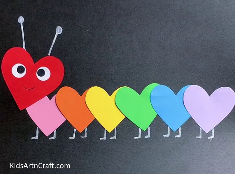 Home-Made Heart-Shaped Caterpillar Craft For Kindergartners