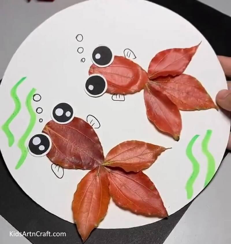 Fish Art Activity Using Leaf For Youngsters